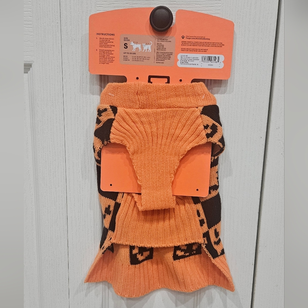 NWT Pet Halloween Checkered Pumpkin Sweater Costume Size S NEW - Picture 3 of 8
